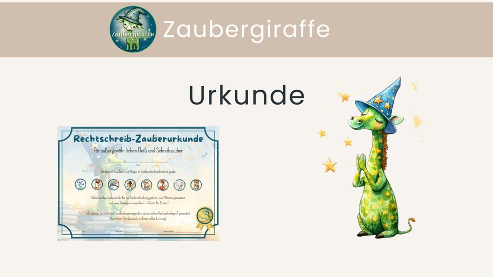 Deine Urkunde zum Rechtschreibzauberbuch